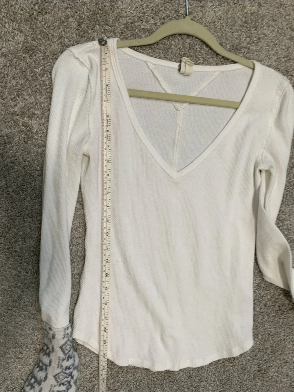 Free People Art School Long-Sleeve V-Neck Thermal Top with Patterned Cuffs